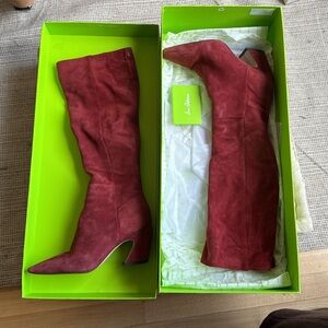 Sam Edelman Red Suede Boots Size 8.5 W